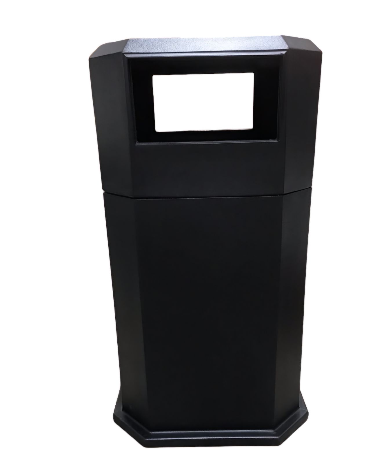 Square waste container with closed dome (black-grey) - - Njco